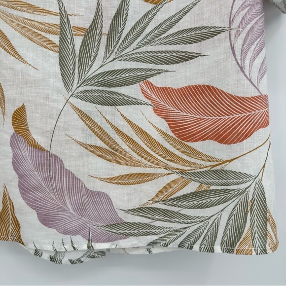 Tahari Button Down Women's Tunic Shirt 100% Linen Top Tropical Palm Floral 1X - Picture 8 of 10